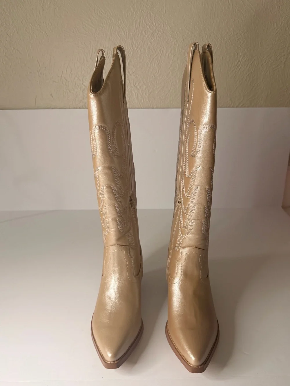 Coconuts by Matisse Metallic Cream Pointed-Toe Over-The-Knee Boots